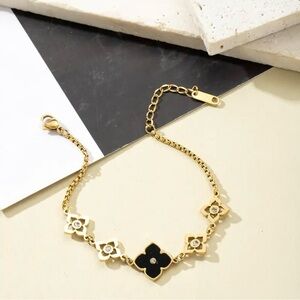 1pc Exquisite Stainless Steel Four-Leaf Clover Charm Bracelet